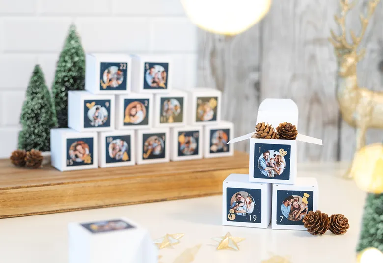 Calendrier de l'Avent photo sous forme de cubes à remplir soi-même