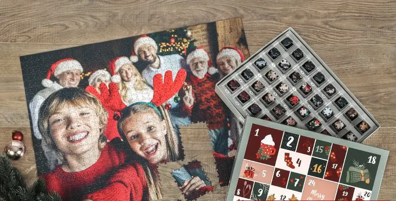 Calendrier de l'Avent photo personnalisé sous forme de puzzle