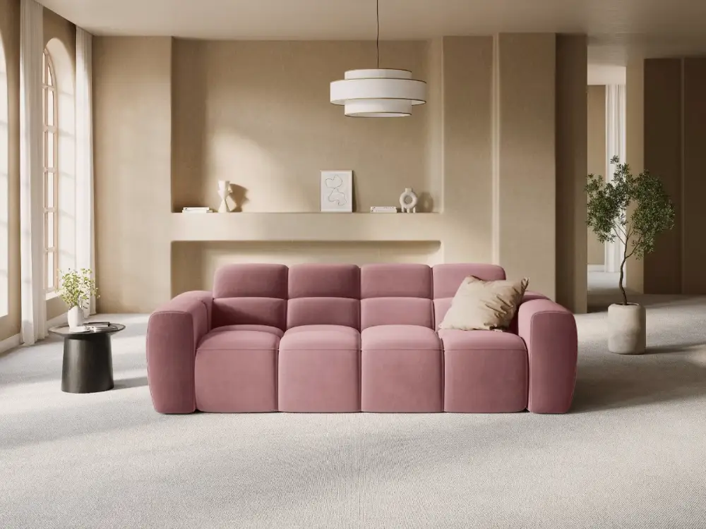 Canapé nuage en tissu velours couleur saumon