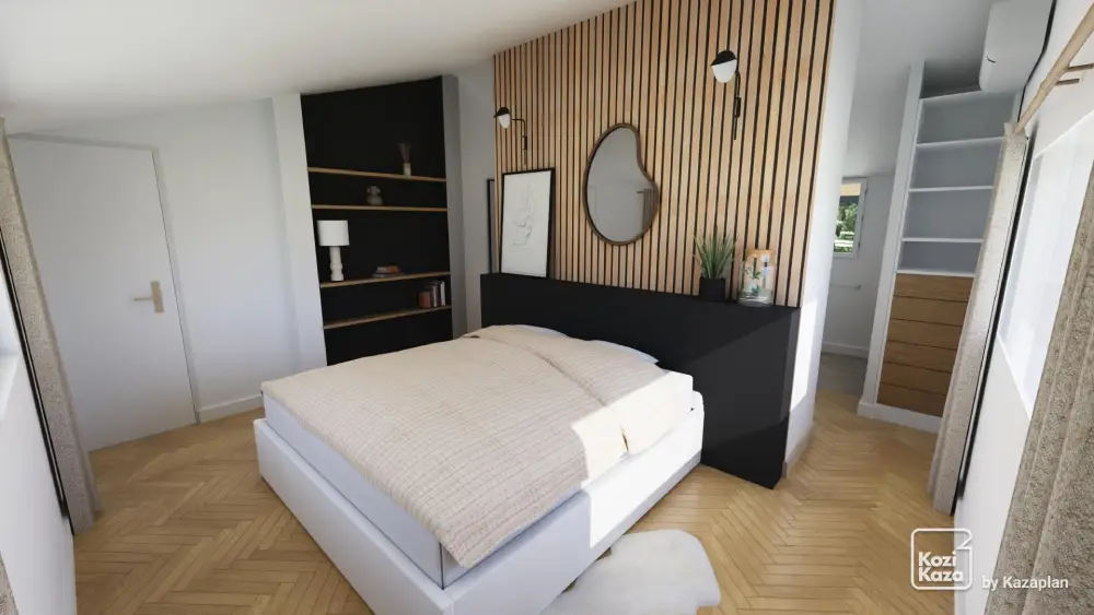 Chambre en 3D réalisée sur Kozikaza