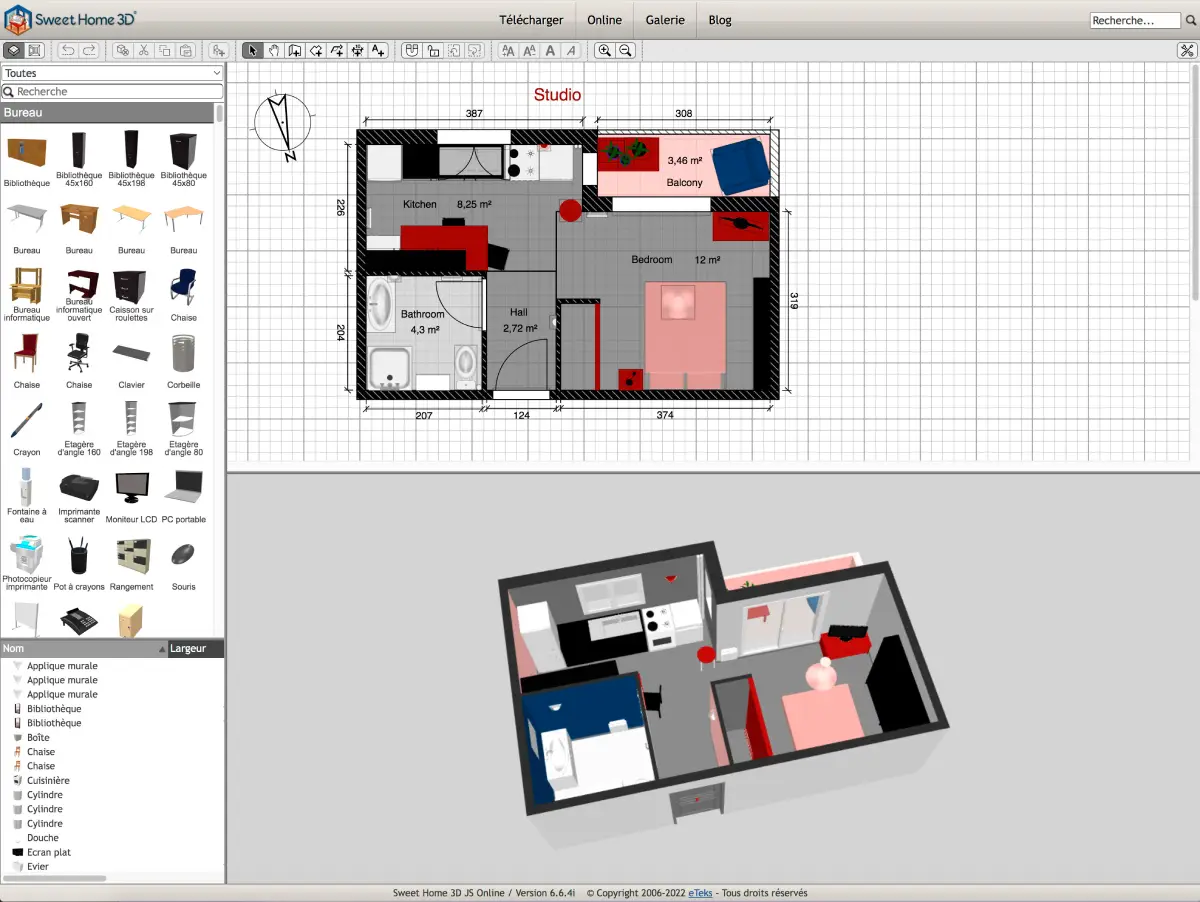 Projet d'aménagement sur Sweet Home 3D